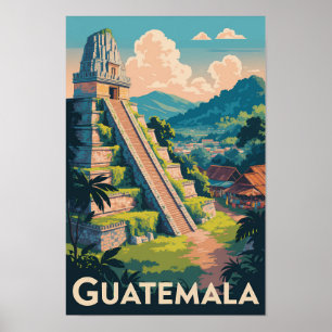 Póster Ilustración del Parque Nacional Tikal Guatemala Vi
