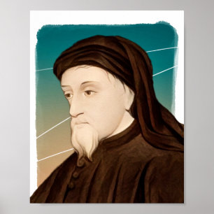 Póster Ilustracion del poeta inglés Geoffrey Chaucer