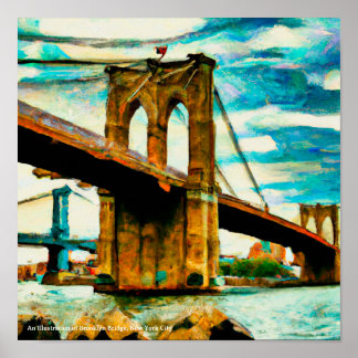 Póster Ilustracion del Poster de Brooklyn Bridge en Nueva