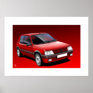 Póster Ilustracion del poster de Peugeot 205 GTI