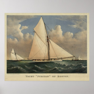 Póster Ilustracion del puritano del yate de Boston del