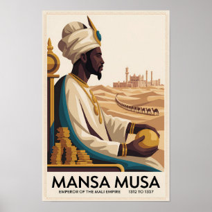 Póster Ilustración del rey africano del Imperio Mali de M