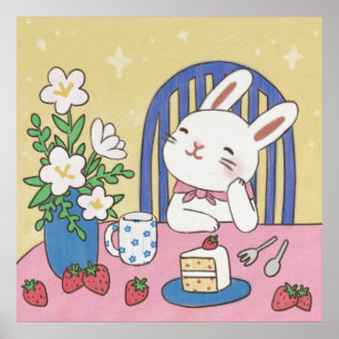 Póster Ilustración del té de Bunny