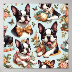 Póster Ilustracion del Terrier de Boston