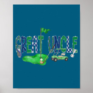 Póster Ilustración del Tío Genial del Golf Hoyo Uno