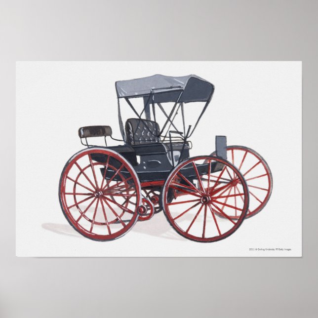 Póster Ilustracion del transporte sin caballos (Frente)