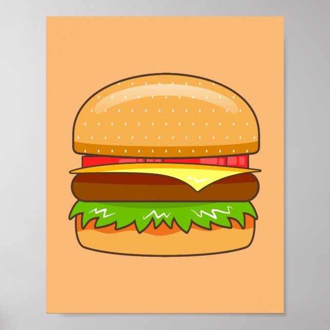 Póster Ilustracion del vector de hamburguesas (Frente)