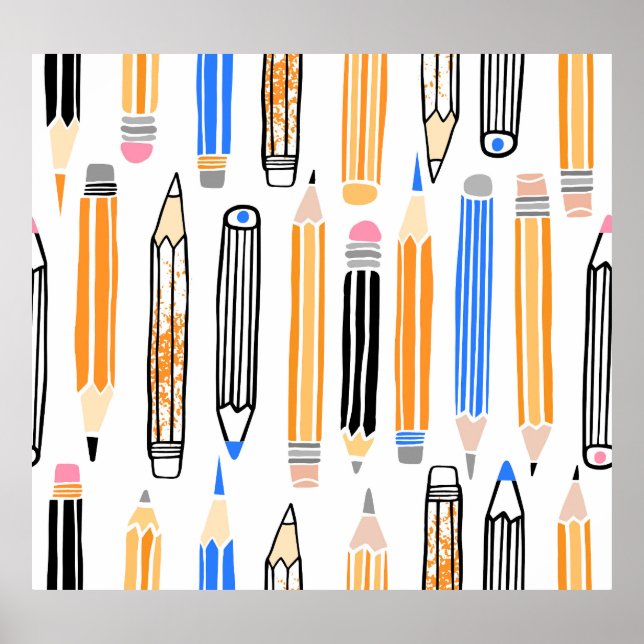 Póster Ilustracion dibujado a mano de lápiz de escuela (Frente)