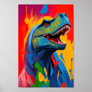 Póster Ilustracion digital brillante y brillante en T-Rex