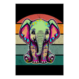 Póster Ilustracion digital de la sesión de un bebé elefan