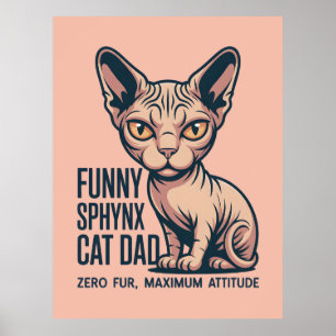 Póster Ilustración divertida de gato Sphynx papá