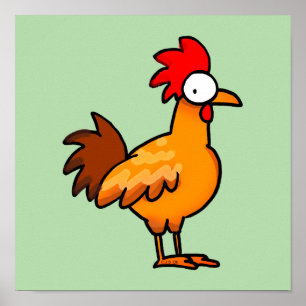 Póster Ilustración divertida de pollo de dibujos animados