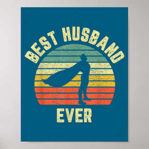 Póster Ilustración divertida de superhéroe de marido vint