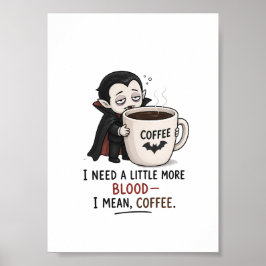 Póster Ilustración divertida de vampiro de café de Hallow