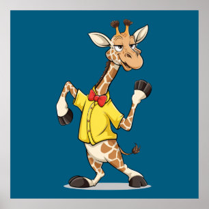 Póster Ilustracion divertido de jirafa