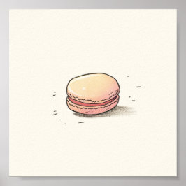 Póster Ilustracion dulce Macaron - Postre francés a