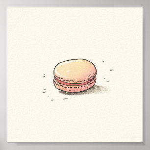Póster Ilustracion dulce Macaron - Postre francés a