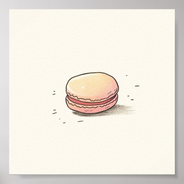 Póster Ilustracion dulce Macaron - Postre francés a (Frente)