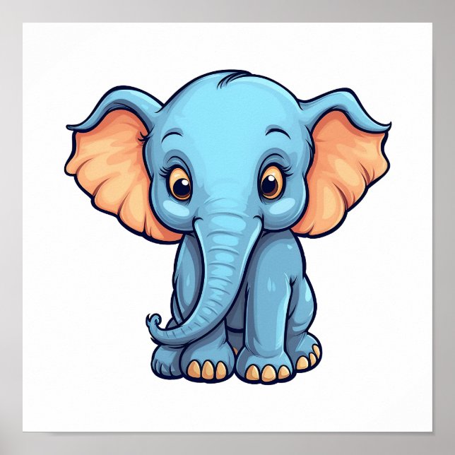 Póster ilustracion elefante personalizado (Frente)