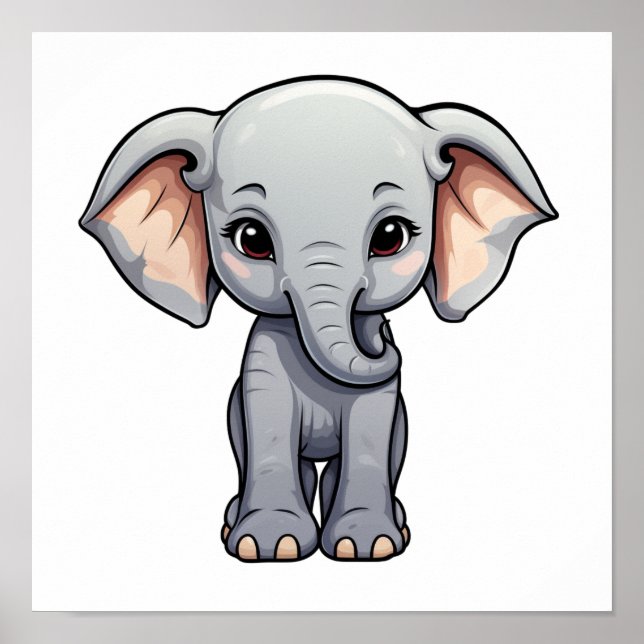 Póster ilustracion elefante personalizado (Frente)