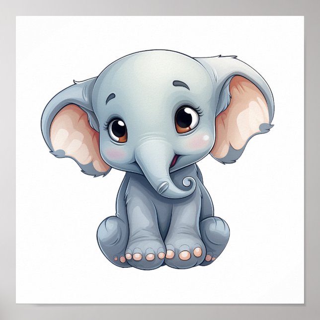 Póster ilustracion elefante personalizado (Frente)