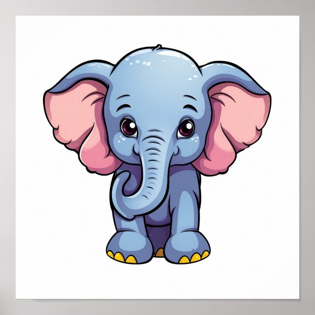 Póster ilustracion elefante personalizado (Frente)