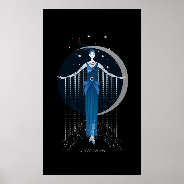 Póster Ilustracion elegante de estilo Art Deco de Moda (Frente)