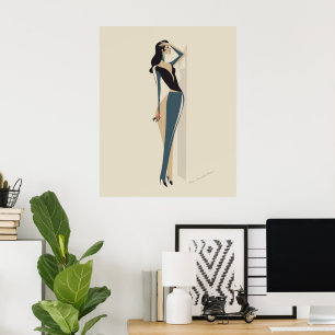 Póster Ilustracion elegante de la mujer de la moda - Mini