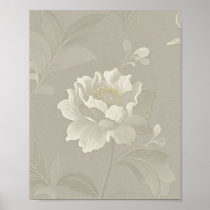Póster Ilustración elegante de peonía botánica vintage co