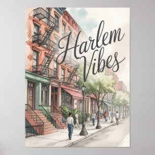 Póster Ilustración en Acuarela de Harlem Vibes
