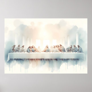 Póster Ilustración en acuarela de la Última Cena