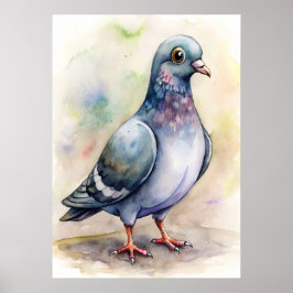 Póster Ilustración en Acuarela de Paloma Caprichosa, Ilus