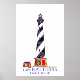 Póster Ilustración en Acuarela del Faro de Cape Hatteras