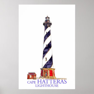 Póster Ilustración en Acuarela del Faro de Cape Hatteras