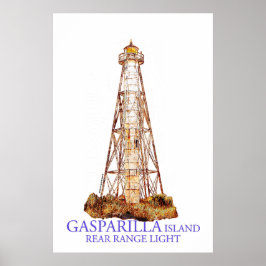 Póster Ilustración en acuarela Gasparilla Island Light