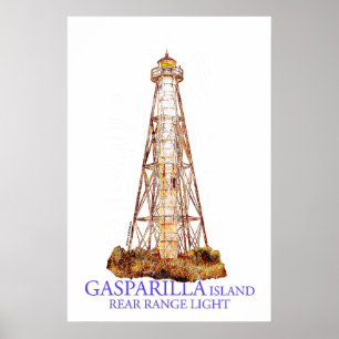 Póster Ilustración en acuarela Gasparilla Island Light