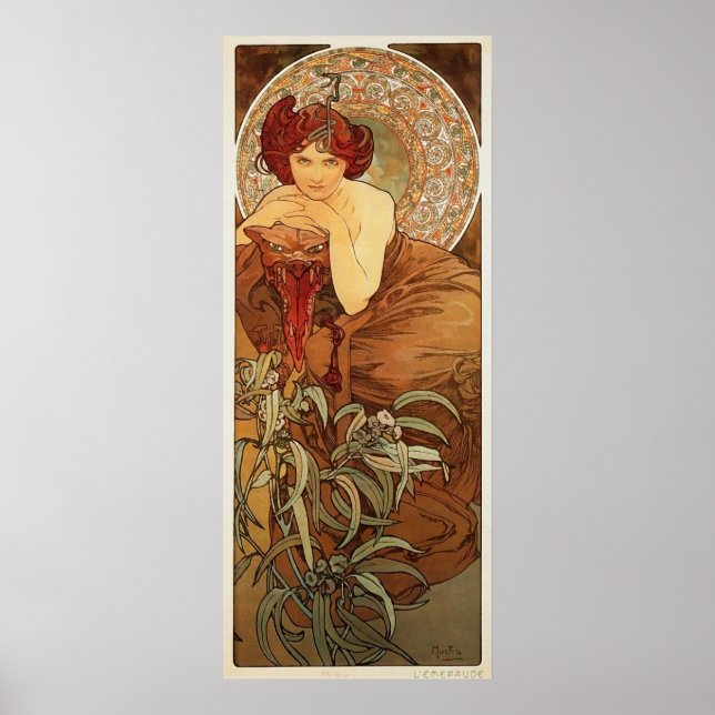 Póster Ilustracion Esmeralda por Alphonse Mucha (Frente)