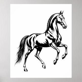 Póster Ilustración estilizada del elegante caballo Akhal-