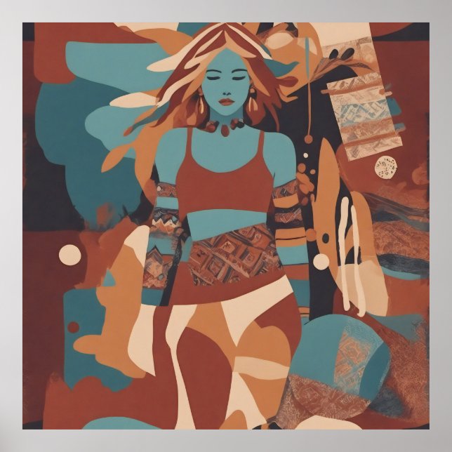 Póster Ilustracion femenino bohemio (Frente)