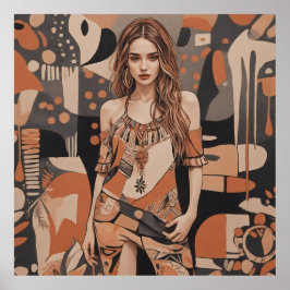 Póster Ilustracion femenino bohemio