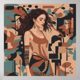 Póster Ilustracion femenino bohemio