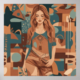 Póster Ilustracion femenino bohemio