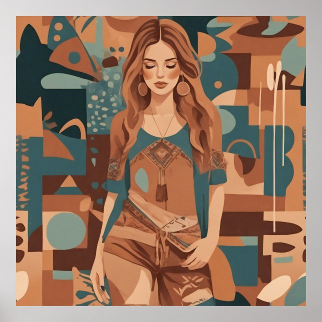 Póster Ilustracion femenino bohemio (Frente)