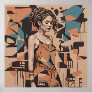 Póster Ilustracion femenino bohemio