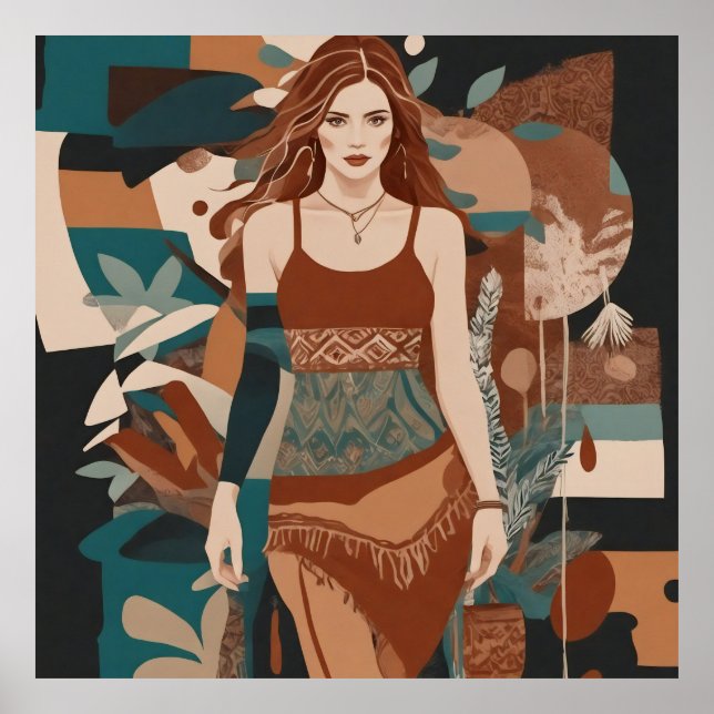 Póster Ilustracion femenino bohemio (Frente)