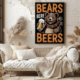 Póster Ilustracion festivo Bears Bere Beers