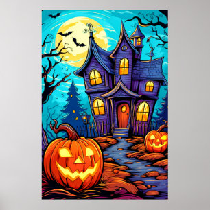 Póster Ilustracion festivo de Halloween obsesionado