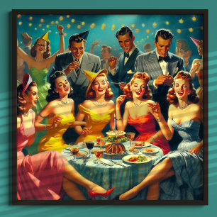 Póster Ilustracion Fiesta de época
