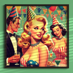 Póster Ilustracion Fiesta de la época de los años 50