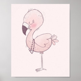 Póster Ilustracion Flamingo Rosa
